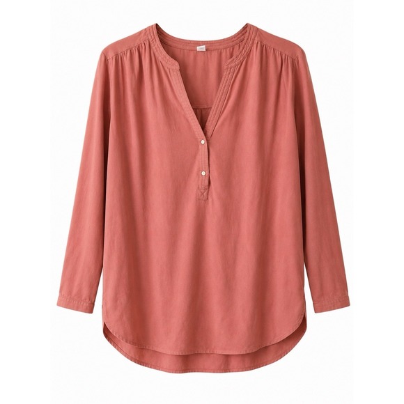 Old Navy Tops - Old Navy Womens XL Dusty Rose Pink Henley Popover Blouse Long Sleeve Top